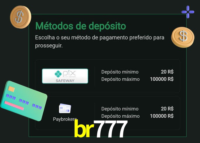 O cassino br777 oferece uma grande variedade de métodos de pagamento